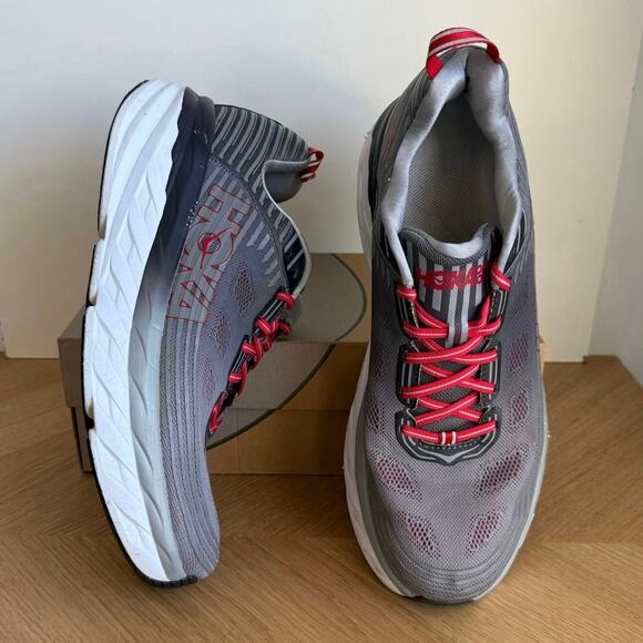 Hoka One One Bondi 6 Grey/Red Men Running Sneakers- SZ 14 main image 5
